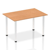 Impulse 1400mm Straight Table Oak Top Chrome Post Leg I003589 DD